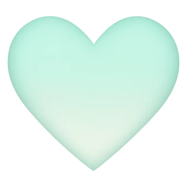 heart with a soft mint gradient, clean digital illustration sticker