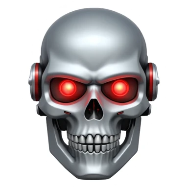 Sci-fi shield badge, terminator style skull, glowing red eyes, crossed futuristic starwars light sable, no background sticker