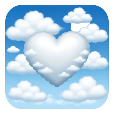 White heart+cluods sticker