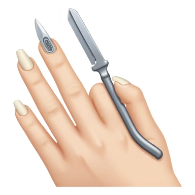 Razor blade lodged under a fingernail. sticker