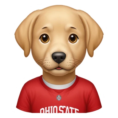 Yellow lab wearing Ohio State shirt sticker