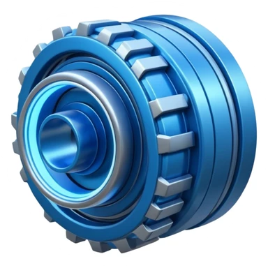 “Futuristic engine emoji, solid thick metal form, visible motion, glowing core, clean modern design. sticker