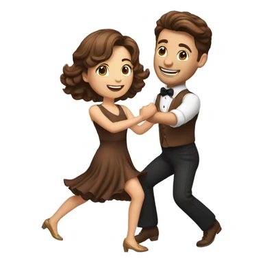 brown hair couple dancing jive sticker