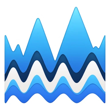 logo on white background showing a waveform morphing into text. Clean blue and white geometric sticker