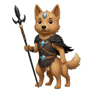 dog odin has spear. he has raven on his shoulder. dynamic pose sticker