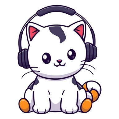smiling cybercat wearing headphones sticker