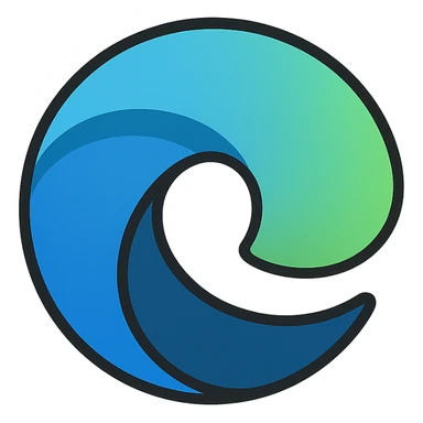 microsoft edge browser icon, clean, modern, blue and green gradient, no text, digital style sticker