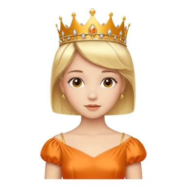 Princess in orange Dress with Tiara, short Blonde Hair sticker