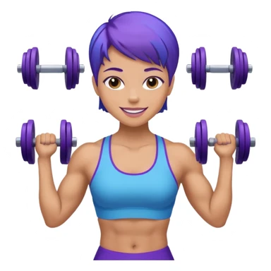 weight lift woman short blue purple har muscles sticker