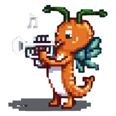 shrimp playing the trumpet sticker