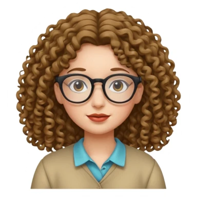 una chica con rizos y el cabello suelto con gafas sticker