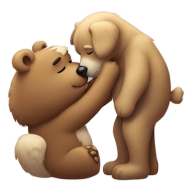 Giant bear kissing puppy sticker