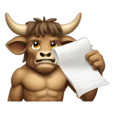 Minotaur eating word document sticker