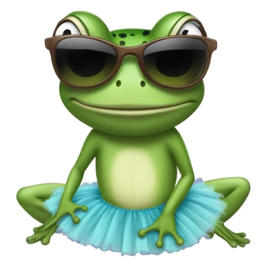 A frog warring a tutu and sunglasses sticker