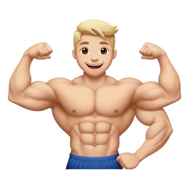 Tongue out emoji flexing muscle sticker
