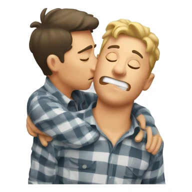 a guy kissing a guy and farting sticker