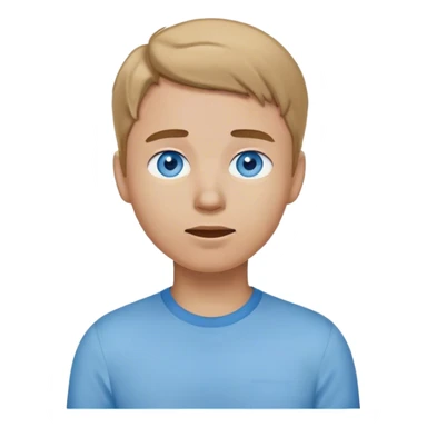 CREATE A HUMAN LIKE EMOJI WITH A LIGHT BLUE SHIRT AND WITH BLUE EYES LOOKING TO THE UPPER RIGHT AND HAVE DARK BLONDE HAIR sticker