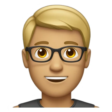 Dark blond guy with a buzz haircut and glasses sticker