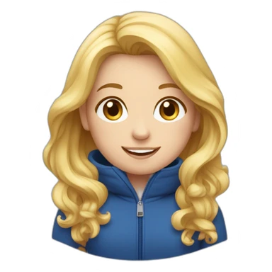 Meisje met rode broek en blauwe trui en blond haar met sproetjes sticker