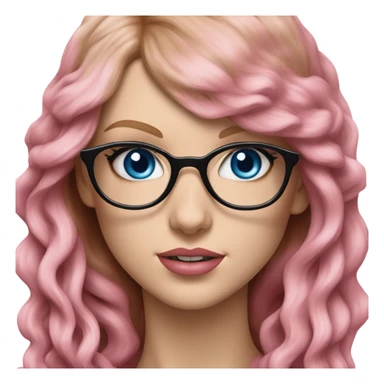 Hyper Realistic Taylor Swift blue eyes and glasses with pink hair  sticker