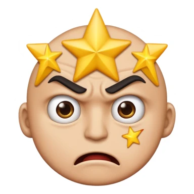 same style as apple emoji generic smilies. this one will be an angry face with 5 stars in his eyes but only half a star left. leaving an irate review sticker