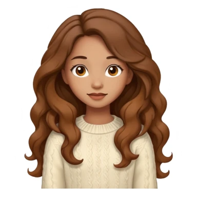 Cozy mixed girl with long wavy hair dressed for fall sticker