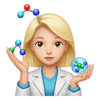 a girl holds a molecule in her hand sticker