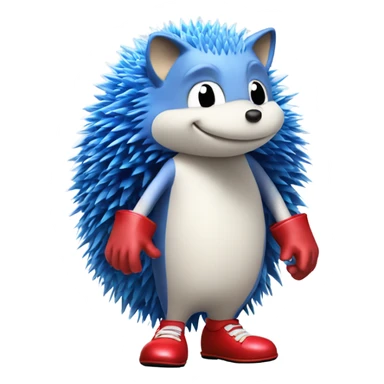 A blue hedgehog wearing white Gloves and red shoes sticker