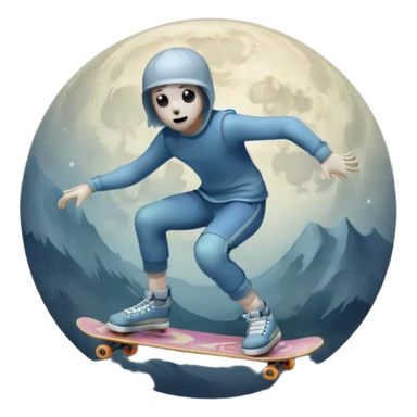  ghost skater boi ghost sk8 boarding under a moon sticker
