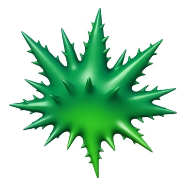A glossy green paint splash with irregular spiky edges on a transparent background. sticker