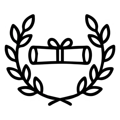 laurel wreath encircling a diploma scroll, elegant and iconic icon sticker