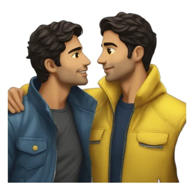 gabriel attal kissing his yellow jacket husband goodnight sticker