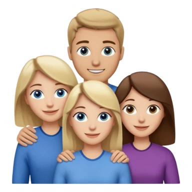 3 people. Throuple. Blank woman with blond hair and blue eye color on left. And also a blank man with brown hair and grey eye color in the middle. And a blank woman with brown hair and grey eye color on the right. Holding each other sticker
