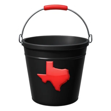 black bucket names in it with red texas on front  sticker