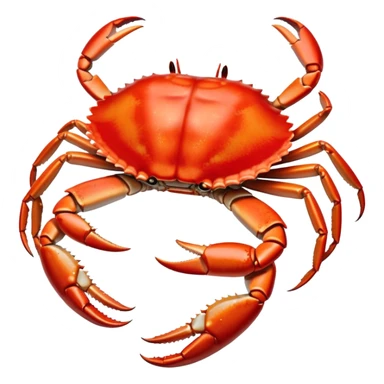 Cinematic rich crab legs, bright red shell glistening, cracked open to reveal tender white meat, warm golden highlights, detailed and delicious. sticker