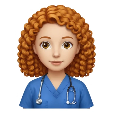 a ginger curly hair vet woman with blue scrub 

 sticker