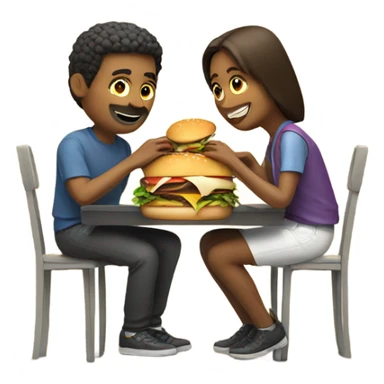 couple eating burger sticker