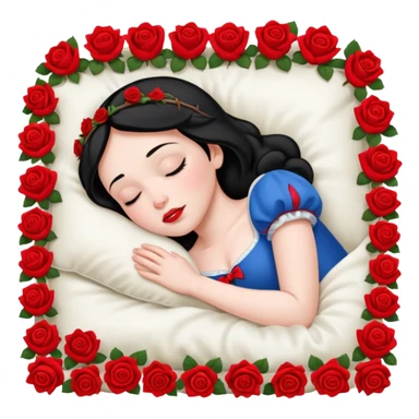 snow white sleeping in a bed full of flowers top view sticker