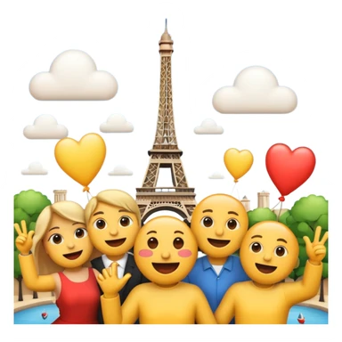 emojis celebrating in front of the Eiffel Tower sticker