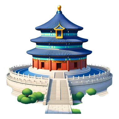 Cinematic Realistic Temple of Heaven Landmark Emoji, depicted with expansive historic architecture set in lush gardens rendered with lifelike detail and serene lighting. sticker
