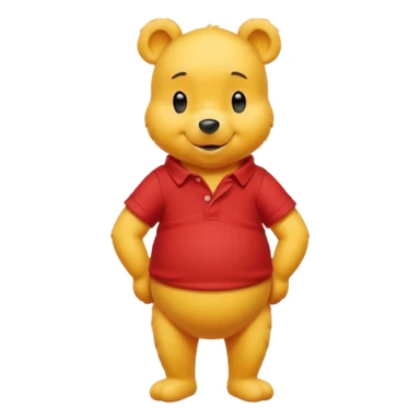 ursinho Pooh full body smiling yellow red shirt simple sticker
