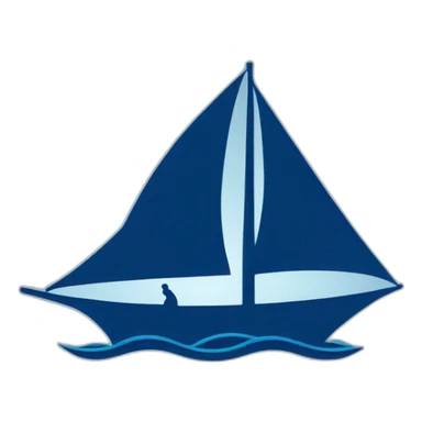 a blue sailing boat silhouette on the sea sticker