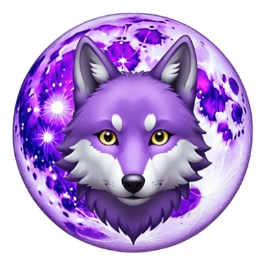 Un lobo violeta con una luna sticker