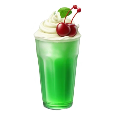 soft green soda drink with cream and cherry on top sticker