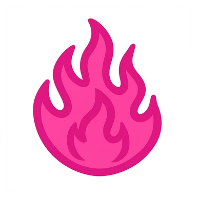 pink fire emoji, bold and dynamic sticker