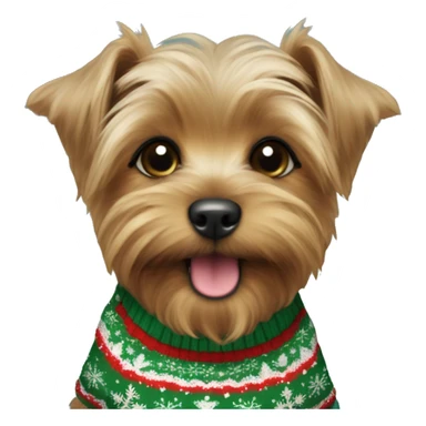 yorkshire terrier puppy in the christmas sweater sticker