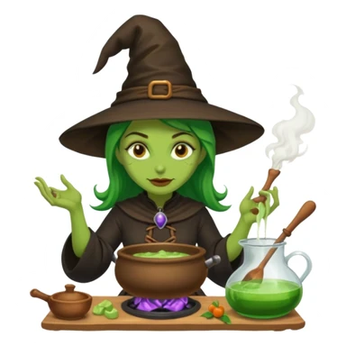 green witch cooking potion sticker