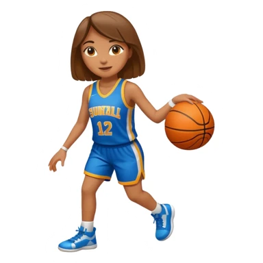 apple style emoji of a basketball girl player with a sunny, summer vibe, representing 'Sunshine Handles' for July sticker