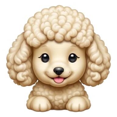 Meme-Worthy Cute Sleeping Cream Poodle Portrait Emoji, Head resting peacefully with a contented smile, showcasing a delightfully elegant build and a luxuriously soft, curly cream Fur, eyes shut in a serene nap, Simplified yet hilariously adorable features, highly detailed, glowing with a soft, drowsy light, high shine, relaxed and utterly lovable, stylized with an air of playful laziness, bright and heartwarming, soft glowing outline, capturing the essence of a comically sleepy companion, so meme-worthy it feels like it could instantly become the next viral sensation of adorable slumber! sticker