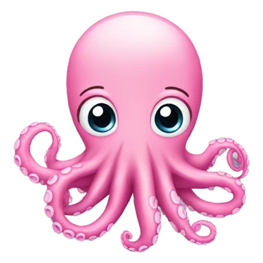 Pink octopus with cute face sticker